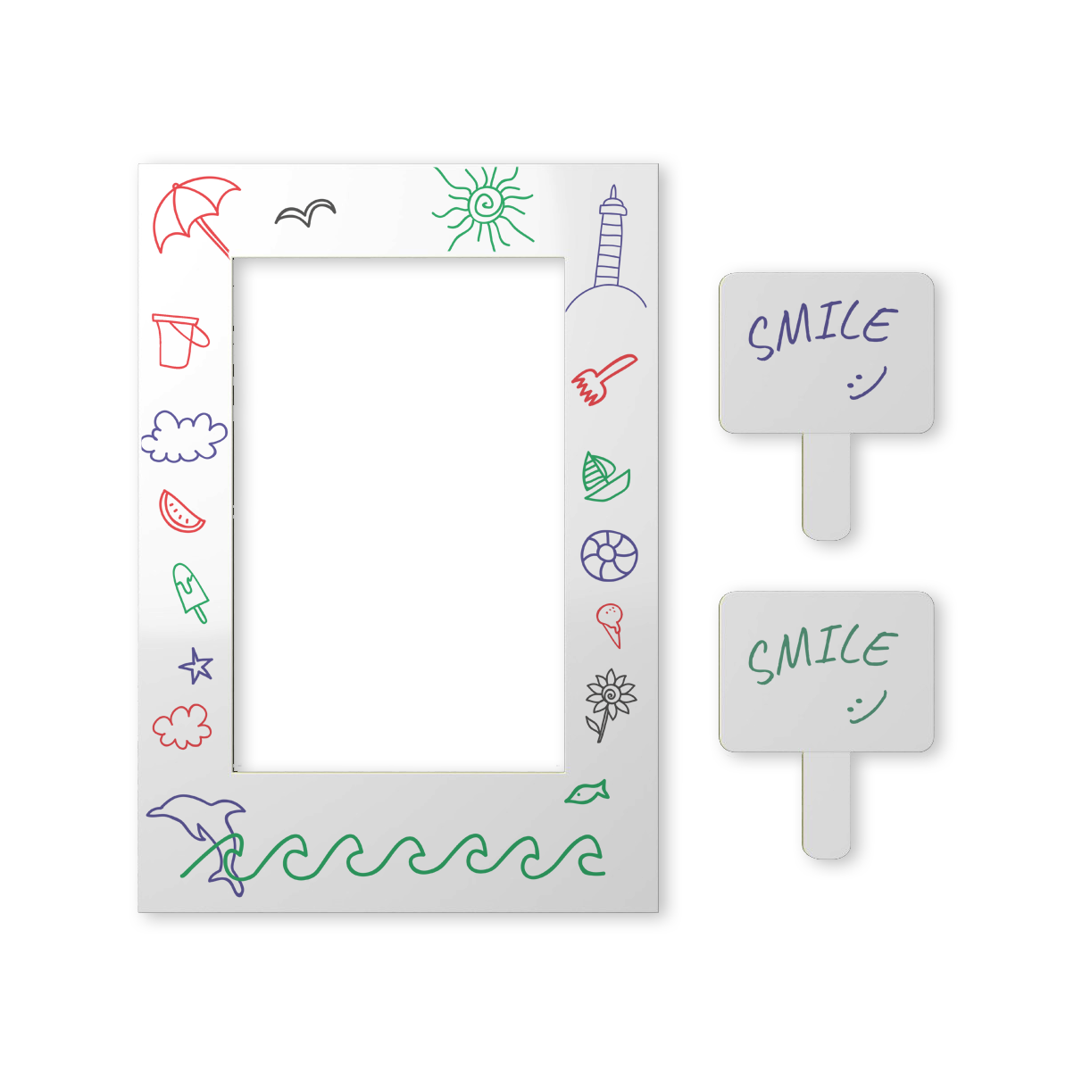 Dry erase photo frame for taking pictures + 2 photo plates