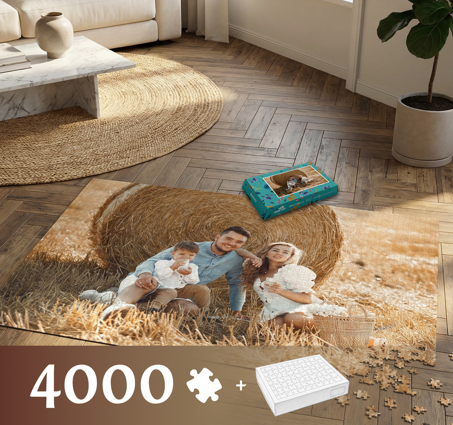 Photo puzzle 4000 pieces 94 x 136cm (37,7 x 53,5 inch) in a box