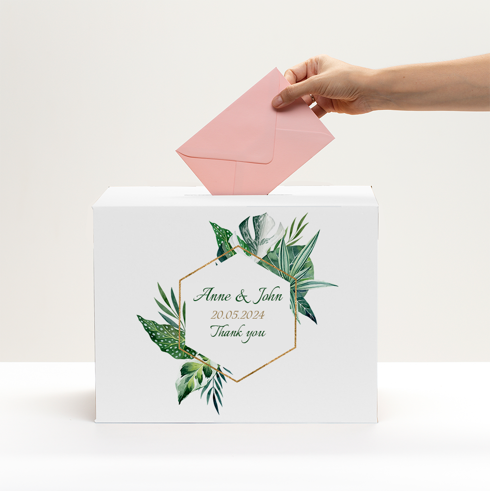 Box with personalisation for wedding envelopes