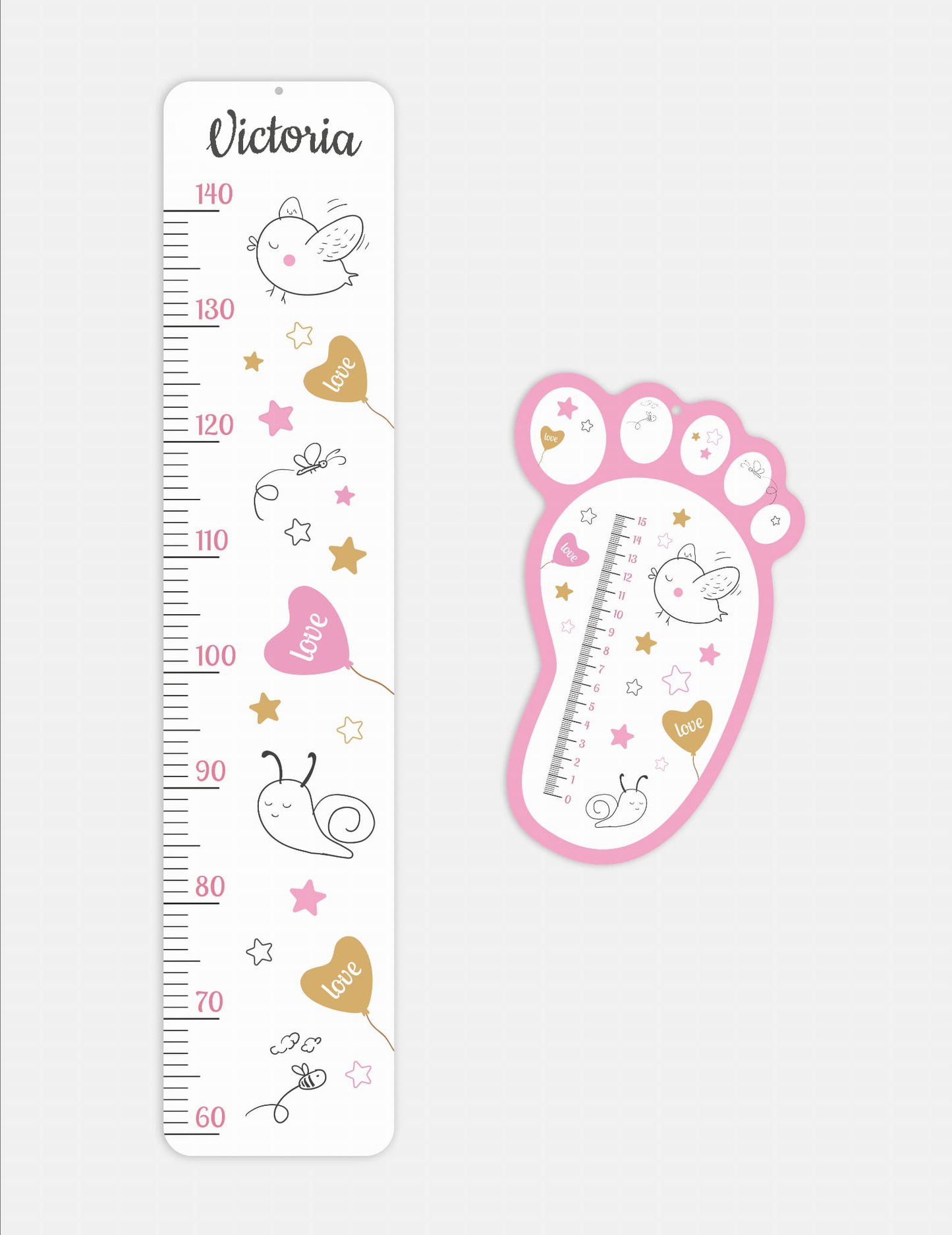 Growth measure with baby's name + foot gauge FREE