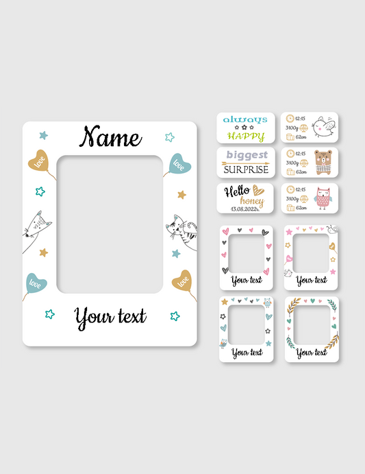 Photo set for baby 3 in 1 Metric photo frame and 6 photo cards + 4 Photo frame mini